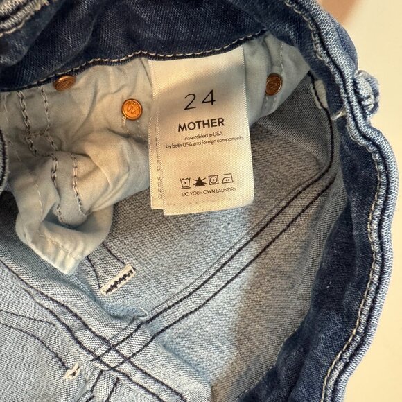 MOTHER HIGH WAISTED LOOKER Ankle Fray Stretch Jeans The Road To Paradise Size 24 - Picture 6 of 6